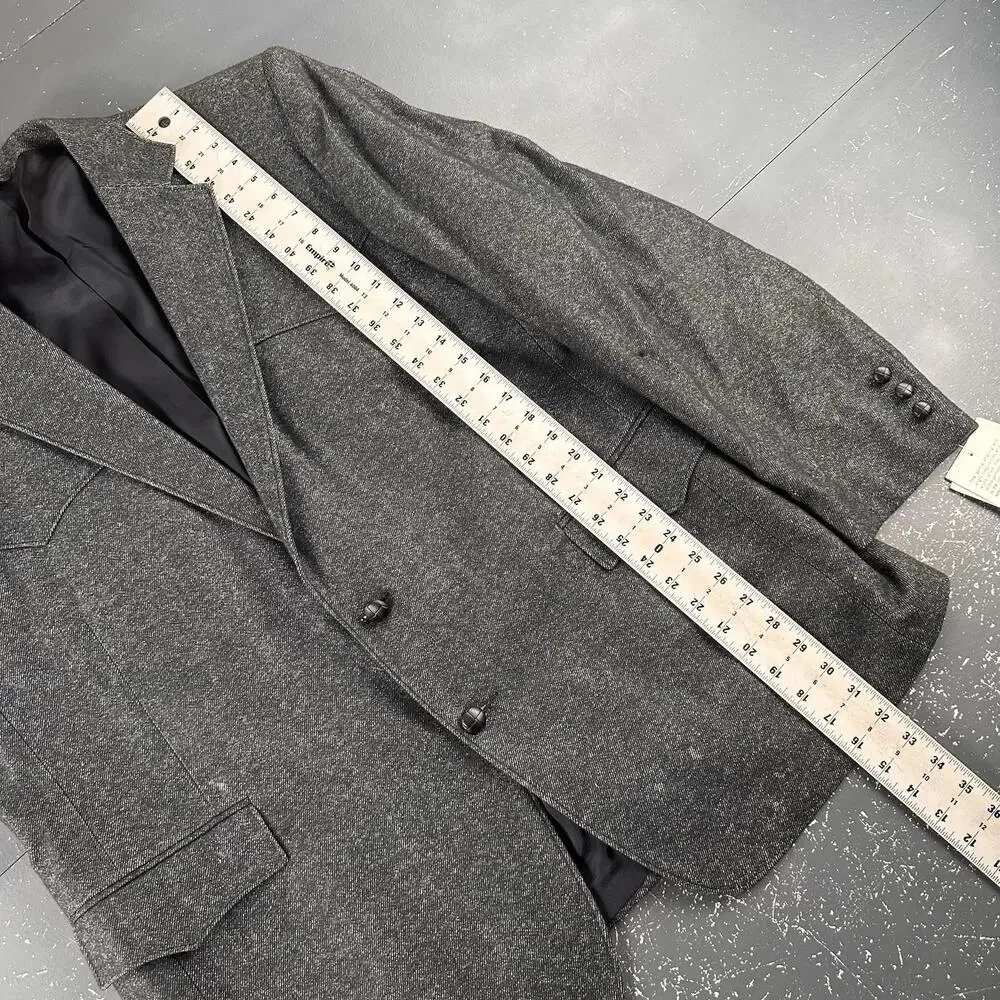 VTG Pagano West Western Blazer Mens 48L Black Wool Chambray Denim USA NWT - Picture 6 of 9